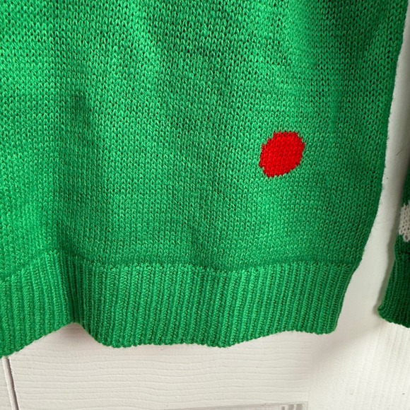 Poof NY Christmas Gnome Sweater Women's Sm Green Pom Pom Knit Holiday Ugly Cute - Picture 3 of 6